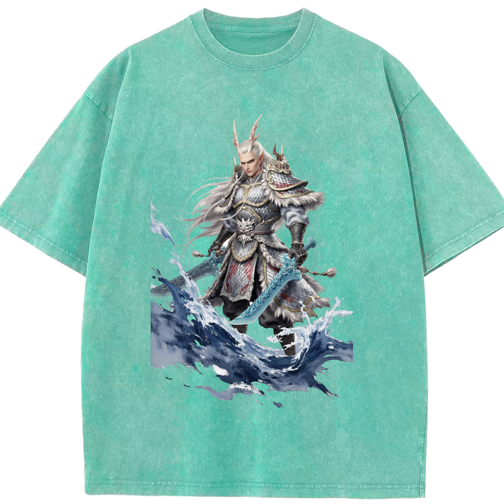 （画像用） Ne Zha 2 ナタ 魔童の大暴れ 綿100% ヴィンテージ風 半袖Tシャツ（フロントプリント）